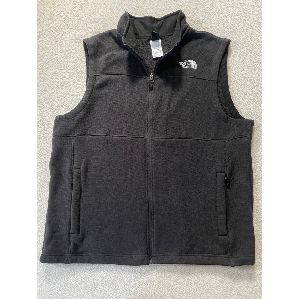 The North Face Mens XL Vest Black Circular Design Fleece Full Zip